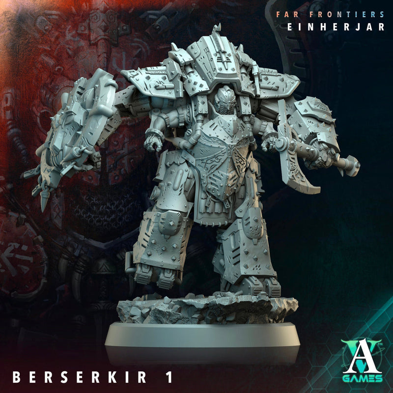 Sci-Fi Miniature Space Knight, Einherjar Berserkir | Base Diameter Sizes: 25mm,32mm, 50mm, 65mm,80mm | Resin Mini | Archvillain Games - Only-Games