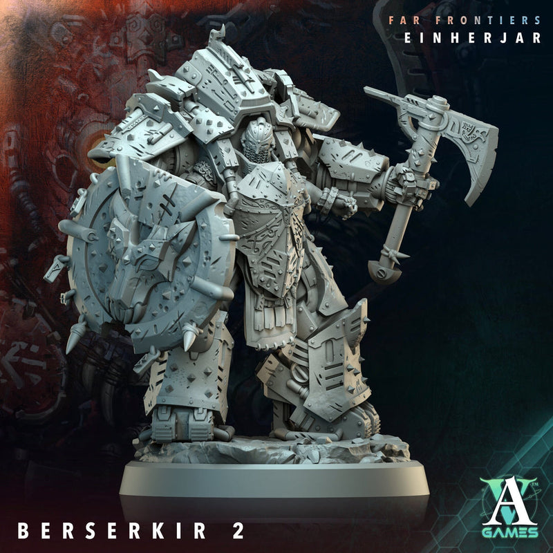 Sci-Fi Miniature Space Knight, Einherjar Berserkir | Base Diameter Sizes: 25mm,32mm, 50mm, 65mm,80mm | Resin Mini | Archvillain Games - Only-Games