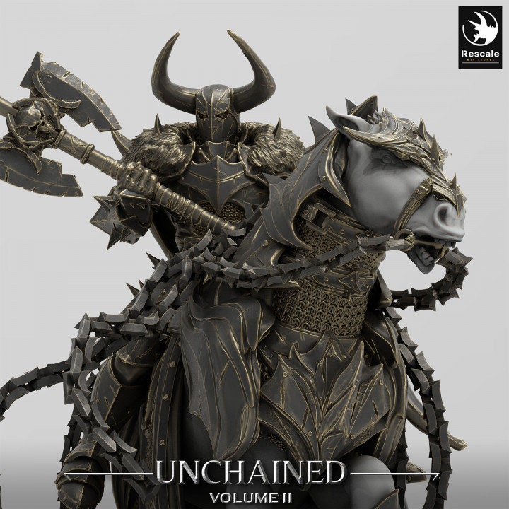 Chaos Knight Mounted on Horse Great Axe , Oathbreaker Paladin |  Dungeons and Dragons 5e  | 28mm,32mm,54mm,75mm Scale | Pathfinder - Only-Games