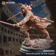 Tabaxi Fighter Ranger Rogue Swords Two-Weapons Style Miniature | 28mm, 32mm,54mm,75mm, 100mm Scales | Dungeons and Dragons  5E | DM Stash - Only-Games
