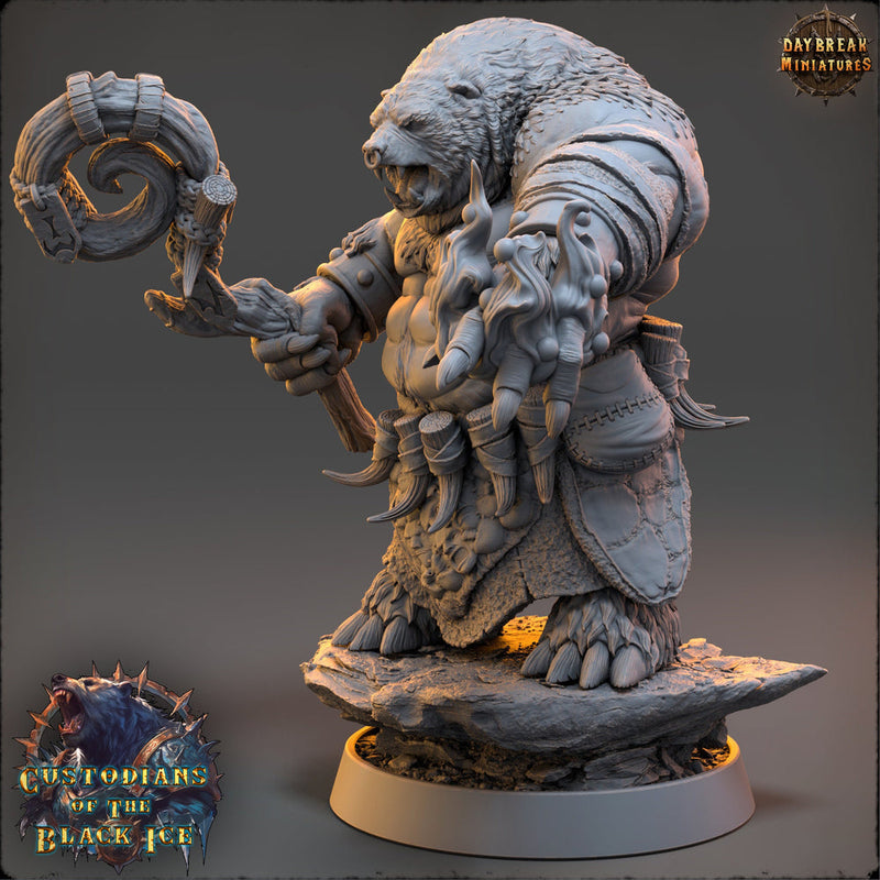 Druid BearFolk  Werebear Humanoid  Scales: 28mm, 32mm,54mm,75mm,100mm | D&D 5e | Dungeons and Dragons | Pathfinder | Daybreak Miniatures - Only-Games
