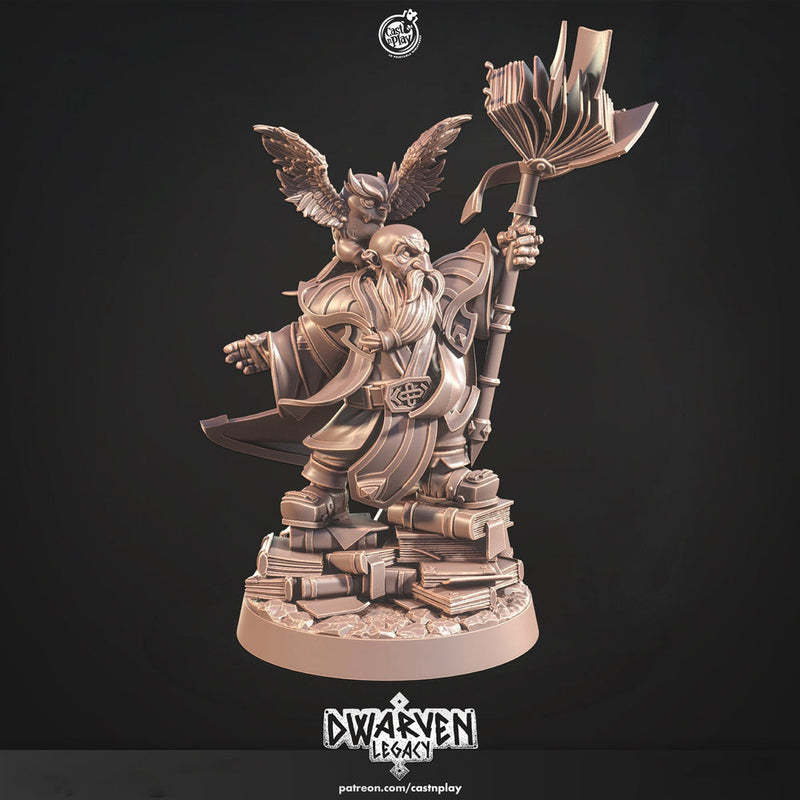 Dwarf Wizard Miniatures | Spell Caster | Dungeons and Dragons | 28mm,32mm,54mm, 75mm, 100mm Scales | Pathfinder | Figure for Painting| - Only-Games