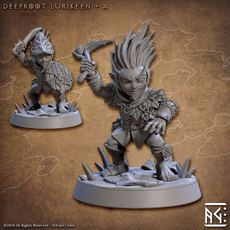 Halfling Gnome  Sling, Sword and Shield  | 28mm, 32mm, 54mm, 75mm Scale Resin Miniature | Dungeons and Dragons | Artisan Guild - Only-Games