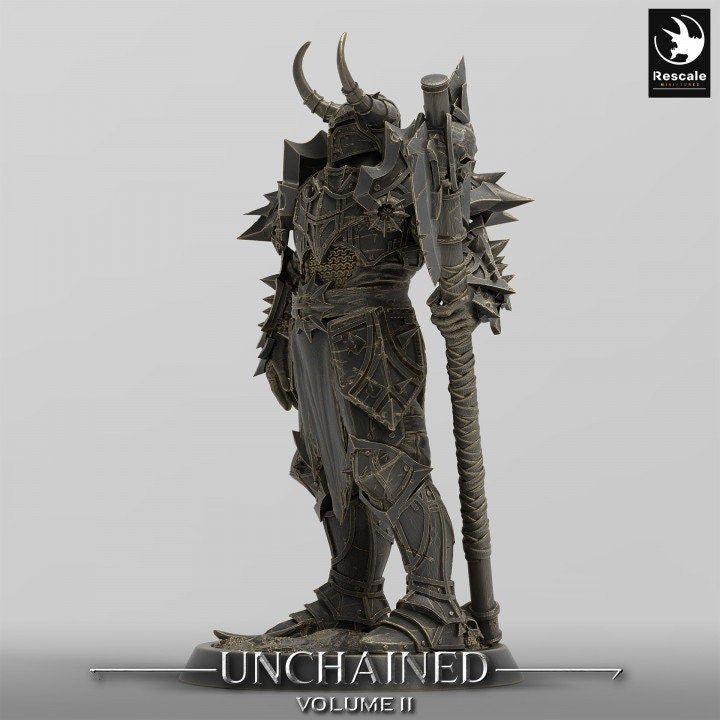 Oathbreaker Paladin, Fighter Battlemaster Battle Axe PC / NPC, DnD 5e Unpainted Mini| 28mm, 32mm,54mm,75mm,100mm Scales | Dungeons & Dragons - Only-Games
