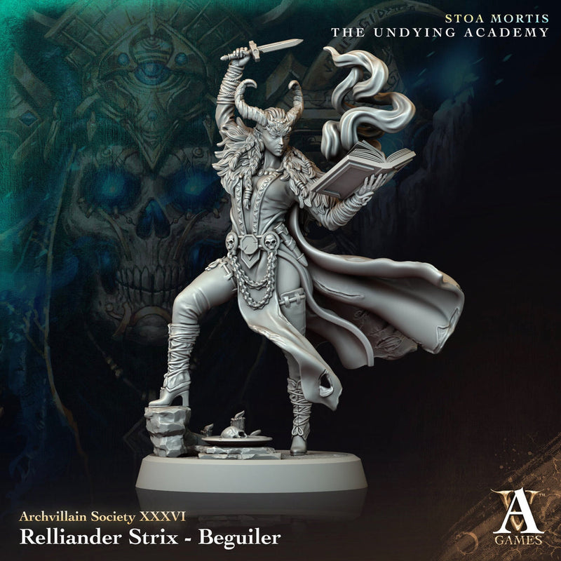 Female Tiefling Wizard Enchanter Warlock Sorceress  Mini | 28mm,32mm,54mm,75mm,100mm Scales | D&D 5e | Pathfinder | Archvillain Games - Only-Games