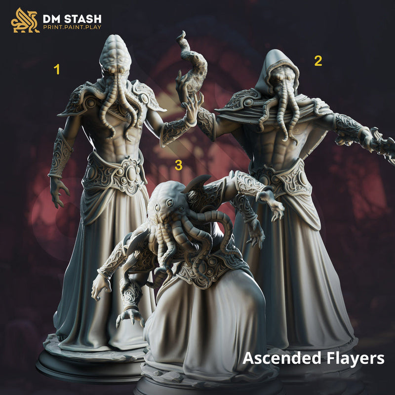 Mind Flayer, Illithid Knight, Master and Corrupted, Set (3) | 28mm, 32mm, 54mm,75mm,100mm Scale Resin Miniature | DM Stash | D&D 5e | - Only-Games