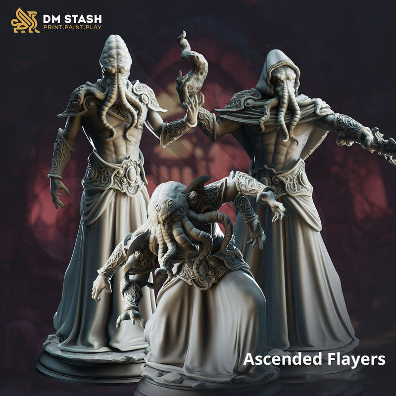 Mind Flayer, Illithid Knight, Master and Corrupted, Set (3) | 28mm, 32mm, 54mm,75mm,100mm Scale Resin Miniature | DM Stash | D&D 5e | - Only-Games