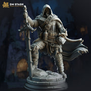 Human Ranger, Fighter, Paladin Two handed Sword | Unpainted Miniature | 28mm, 32mm, 54mm,75mm, 100mm Scales | Pathfinder Figure | DnD | - Only-Games