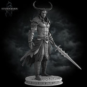 Tiefling Hexblade Warlock, Ranger Fighter PC / NPC Miniature | 28mm, 32mm, 54mm,75mm, 100mm Scales | Pathfinder Figure | D&D 5e | Resin mini - Only-Games