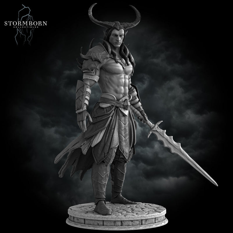 Tiefling Hexblade Warlock, Ranger Fighter PC / NPC Miniature | 28mm, 32mm, 54mm,75mm, 100mm Scales | Pathfinder Figure | D&D 5e | Resin mini - Only-Games