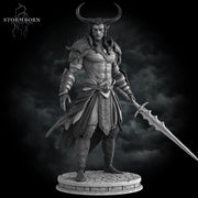 Tiefling Hexblade Warlock, Ranger Fighter PC / NPC Miniature | 28mm, 32mm, 54mm,75mm, 100mm Scales | Pathfinder Figure | D&D 5e | Resin mini - Only-Games