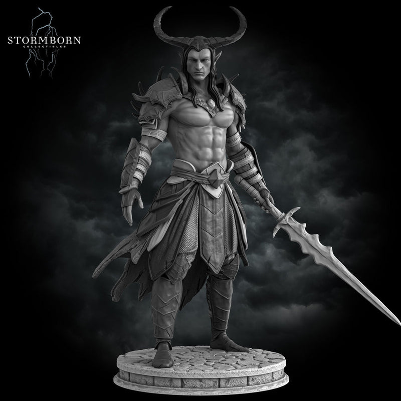 Tiefling Hexblade Warlock, Ranger Fighter PC / NPC Miniature | 28mm, 32mm, 54mm,75mm, 100mm Scales | Pathfinder Figure | D&D 5e | Resin mini - Only-Games