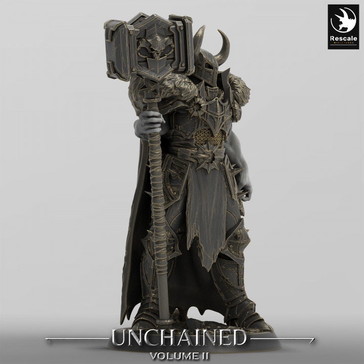Oathbreaker Paladin, Fighter Battlemaster Maul PC / NPC, DnD 5e Unpainted Mini| 28mm, 32mm,54mm,75mm,100mm Scales | Dungeons & Dragons - Only-Games