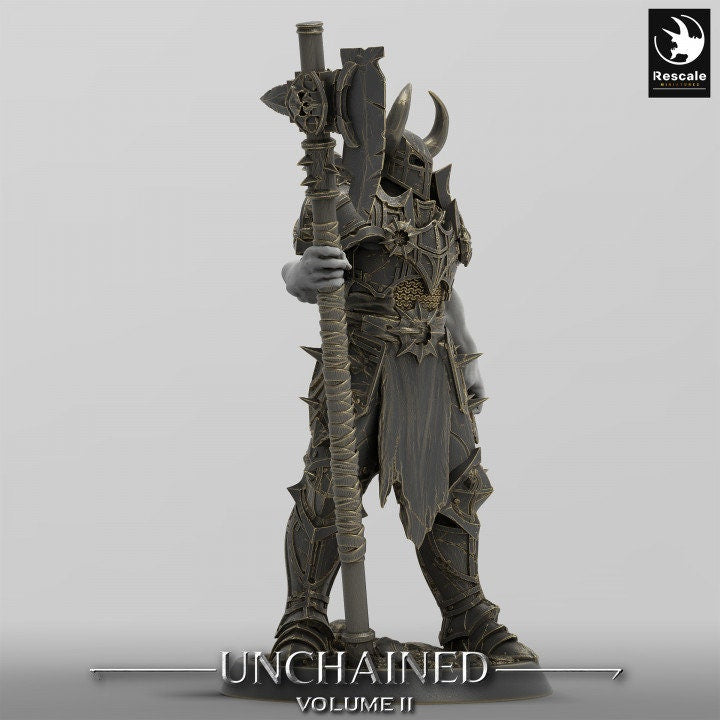 Oathbreaker Paladin, Fighter Battlemaster w/ Axe PC / NPC, DnD 5e Unpainted Mini| 28mm, 32mm,54mm,75mm,100mm Scales | Dungeons & Dragons - Only-Games
