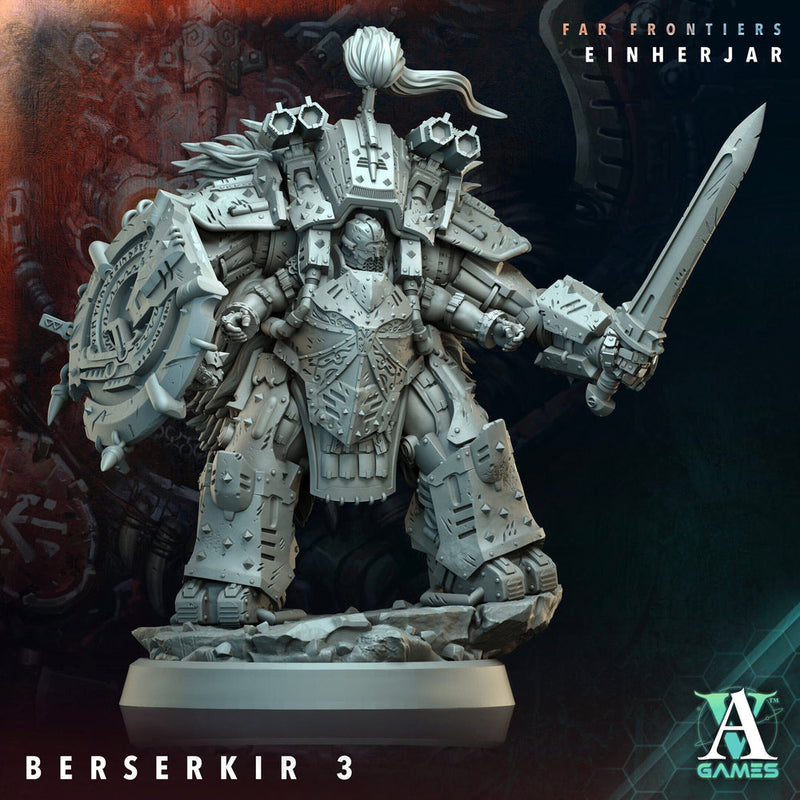 Sci-Fi Miniature Space Knight, Einherjar Berserkir | Base Diameter Sizes: 25mm,32mm, 50mm, 65mm,80mm | Resin Mini | Archvillain Games - Only-Games