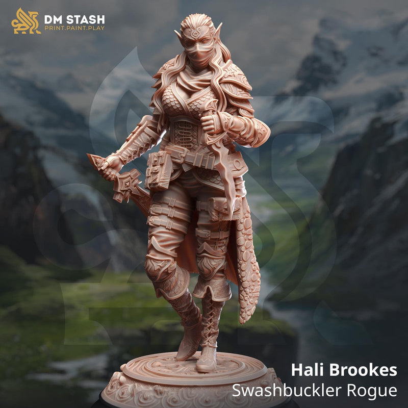Half Elf Female Swashbuckler Rogue, Thief, Assassin | 28mm, 32mm,54mm,75mm, 100mm Scale Resin Mini | D&D 5e Pathfinder | DM Stash - Only-Games