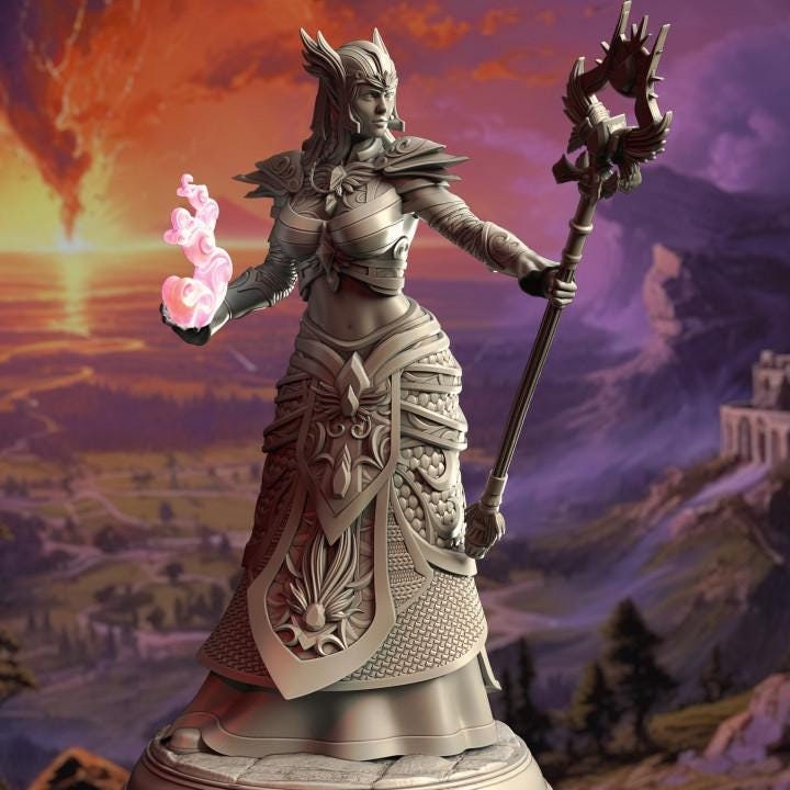 Female High Elven Sorcerer Queen, Wizard, Warlock Miniature | 28mm, 32mm,54mm,75mm, 100mm Scales | Dungeons and Dragons  5E | DM Stash - Only-Games