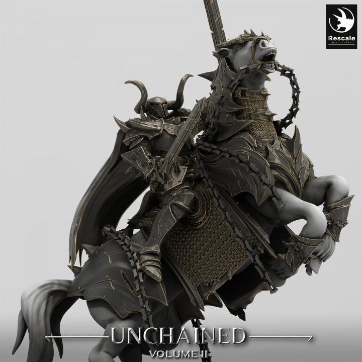 Chaos Knight Mounted on Horse w/ Swords ,Oathbreaker Paladin | Unpainted Dungeons and Dragons 5e  | 28mm,32mm,54mm,75mm Scale | Pathfinder - Only-Games