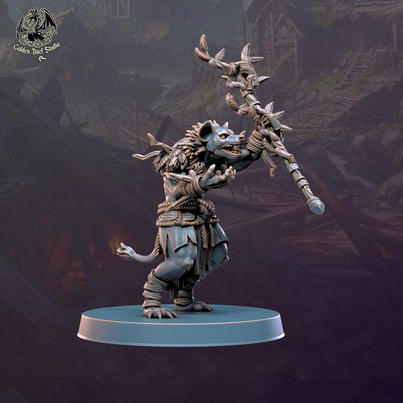 Gnoll Druid, Shaman, Cleric| Resin Miniature| Dungeons and Dragons | 28mm,32mm,54mm,75mm,100mm Scales | Pathfinder hyena humanoid | D&D 5e | - Only-Games