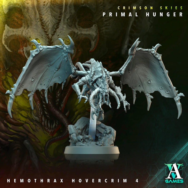 Sci-Fi Flying Insectoid Hemothrax Hovercrim Miniature | 25mm, 40mm, 50mm, 60mm BASE SIZES | Resin Unpainted | Sci-fi Archvillain Games - Only-Games