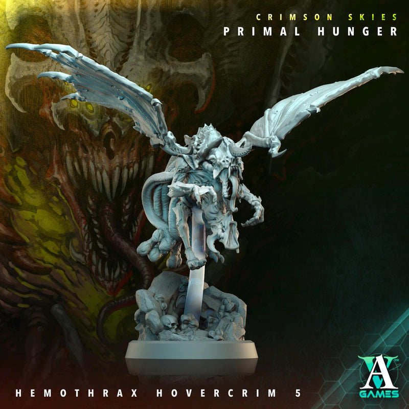 Sci-Fi Flying Insectoid Hemothrax Hovercrim Miniature | 25mm, 40mm, 50mm, 60mm BASE SIZES | Resin Unpainted | Sci-fi Archvillain Games - Only-Games
