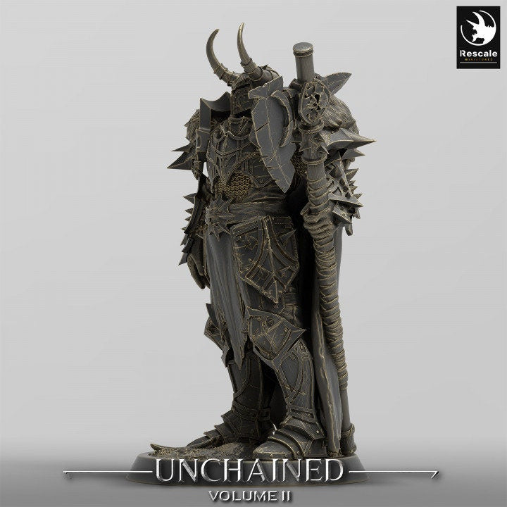 Oathbreaker Paladin, Fighter Battlemaster Battle Axe PC / NPC, DnD 5e Unpainted Mini| 28mm, 32mm,54mm,75mm,100mm Scales | Dungeons & Dragons - Only-Games