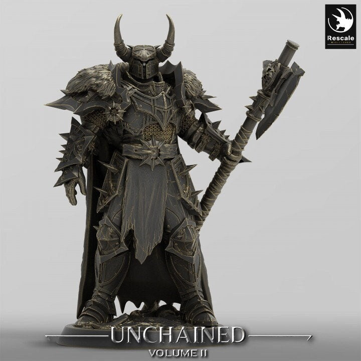 Oathbreaker Paladin, Fighter Battlemaster Battle Axe PC / NPC, DnD 5e Unpainted Mini| 28mm, 32mm,54mm,75mm,100mm Scales | Dungeons & Dragons - Only-Games