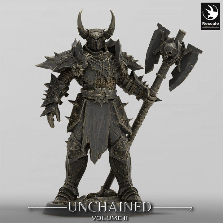 Oathbreaker Paladin, Fighter Battlemaster Battle Axe PC / NPC, DnD 5e Unpainted Mini| 28mm, 32mm,54mm,75mm,100mm Scales | Dungeons & Dragons - Only-Games