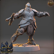 Paladin, Fighter Polearm Master Battle master | 28mm, 32mm,54mm,75mm, 100mm Scales | Dungeons and Dragons | Pathfinder | Daybreak Miniatures - Only-Games