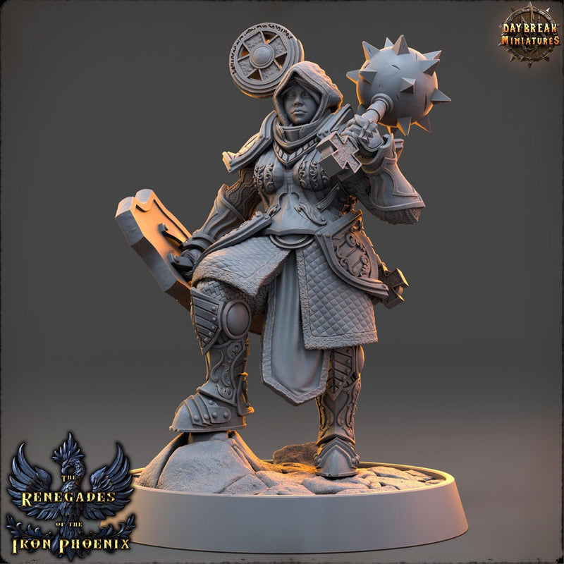 Female Cleric, Paladin PC /NPC Unpainted | 28mm,32mm,54mm,75mm,100mm Scales | Dungeons and Dragons | Pathfinder | Daybreak Miniatures - Only-Games