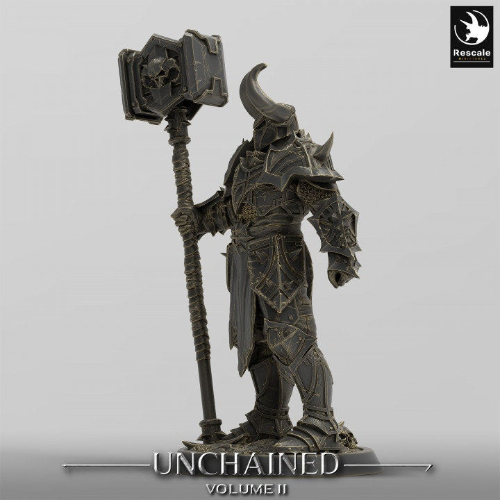 Oathbreaker Paladin, Fighter Battlemaster Maul PC / NPC, DnD 5e Unpainted Mini| 28mm, 32mm,54mm,75mm,100mm Scales | Dungeons & Dragons