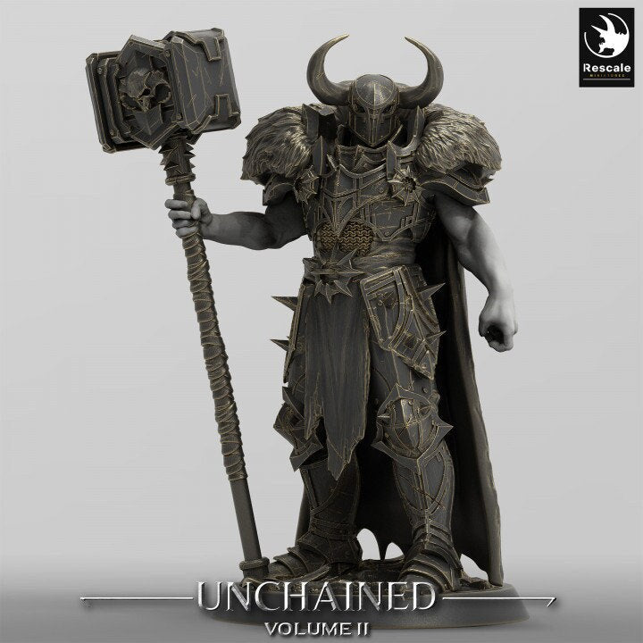 Oathbreaker Paladin, Fighter Battlemaster Maul PC / NPC, DnD 5e Unpainted Mini| 28mm, 32mm,54mm,75mm,100mm Scales | Dungeons & Dragons - Only-Games