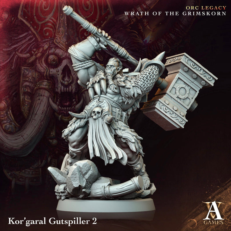 Orc Chief Fighter Barbarian w/ Battle Hammer, Half-Orc | Scales: 28mm,32mm ,54mm,75mm,100mm  Megaboss | Dungeons & Dragons 5e | Pathfinder - Only-Games