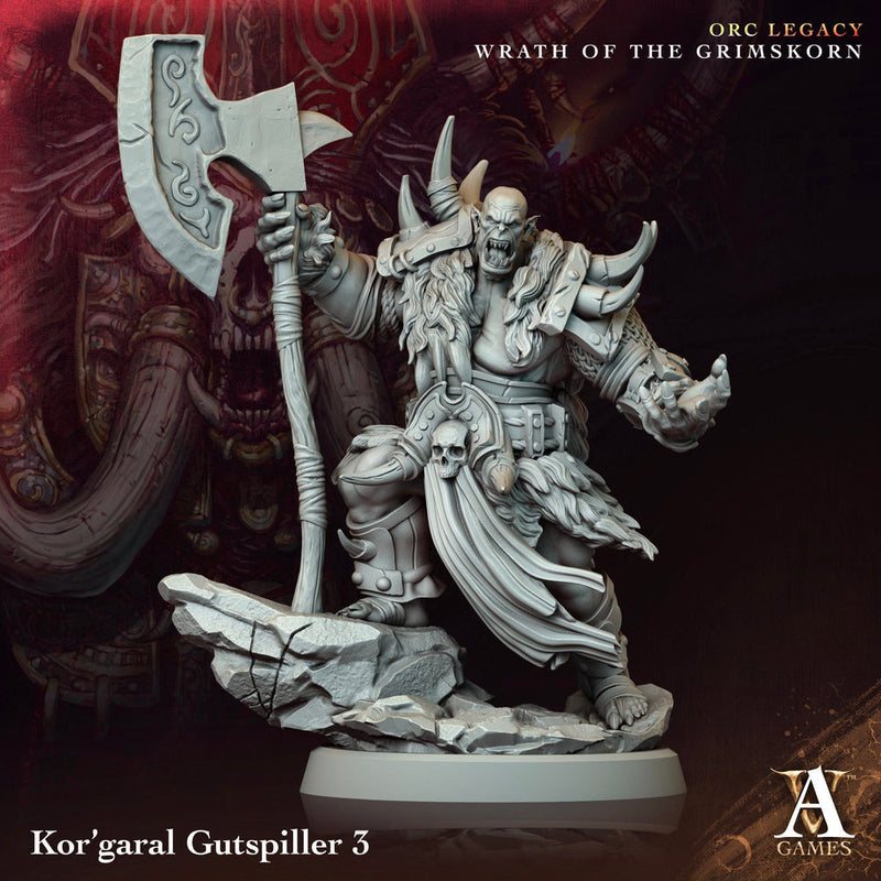 Orc Chief Fighter Barbarian w/ Battle Axe, Half-Orc | Scales: 28mm,32mm ,54mm,75mm,100mm  Megaboss | Dungeons & Dragons 5e | Pathfinder - Only-Games