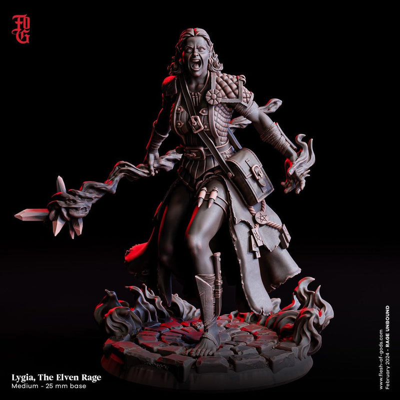Elf Female Wizard, Sorcerer Warlock PC NPC | Resin Miniature 28mm,32mm,54mm,75mm,100mm Scale |Dungeons & Dragons, Pathfinder | Flesh of Gods - Only-Games