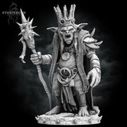 Goblin King, Shaman Wizard, Goblin PC / NPC  | 28mm, 32mm,54mm,75mm,100mm Scales | Player Character Mini -D&D 5e Pathfinder Figurine - Only-Games