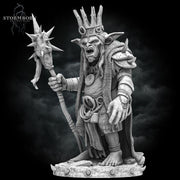 Goblin King, Shaman Wizard, Goblin PC / NPC  | 28mm, 32mm,54mm,75mm,100mm Scales | Player Character Mini -D&D 5e Pathfinder Figurine - Only-Games