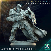 Sci-Fi Miniature Space Knight, Hellas Eternal Artemis Apex Vigilator | 28mm,32mm, 54mm, 75mm,100mm Scales | Resin Mini | Archvillain Games - Only-Games