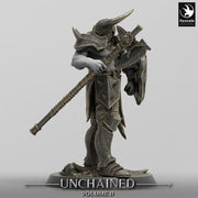 Fighter, Ranger Axe & Shield, Oathbreaker Paladin, Unpainted Miniature| 28mm, 32mm,54mm,75mm,100mm Scales |Dungeons and Dragons Pathfinder - Only-Games