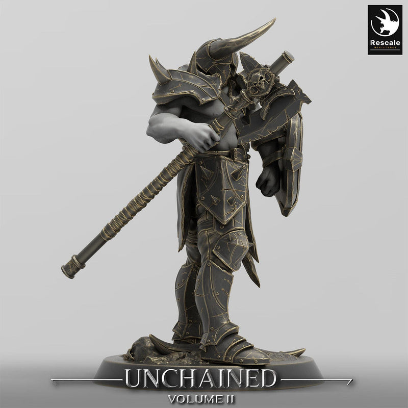Fighter, Ranger Axe & Shield, Oathbreaker Paladin, Unpainted Miniature| 28mm, 32mm,54mm,75mm,100mm Scales |Dungeons and Dragons Pathfinder - Only-Games