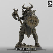 Fighter, Ranger Axe & Shield, Oathbreaker Paladin, Unpainted Miniature| 28mm, 32mm,54mm,75mm,100mm Scales |Dungeons and Dragons Pathfinder - Only-Games