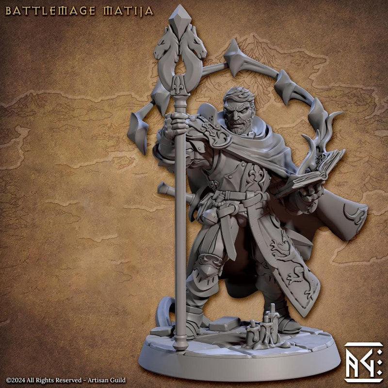 Human War Magic Wizard, Eldritch Fighter | 28mm,32mm,54mm,75mm,100mm Scale Resin Mini | Dungeons and Dragons D&D Pathfinder | Artisan Guild - Only-Games