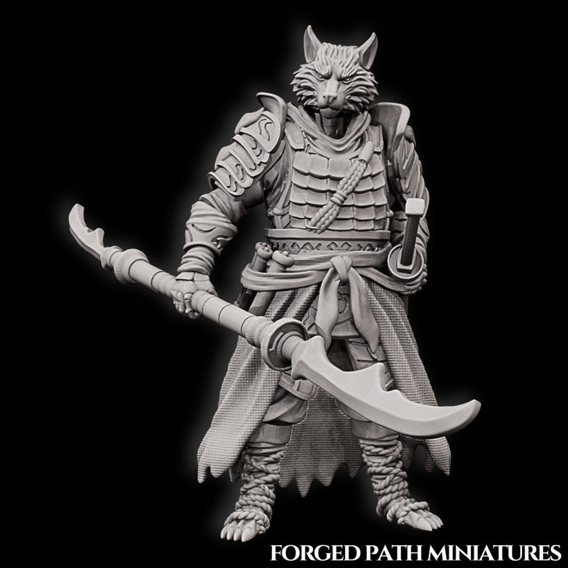 WereFox Fighter Samurai, Fox Folk, Kitsune | DnD Miniature 28mm,32mm,54mm, 75mm,100mm Scale Pathfinder Figure/ DnD Figurine unpainted - Only-Games