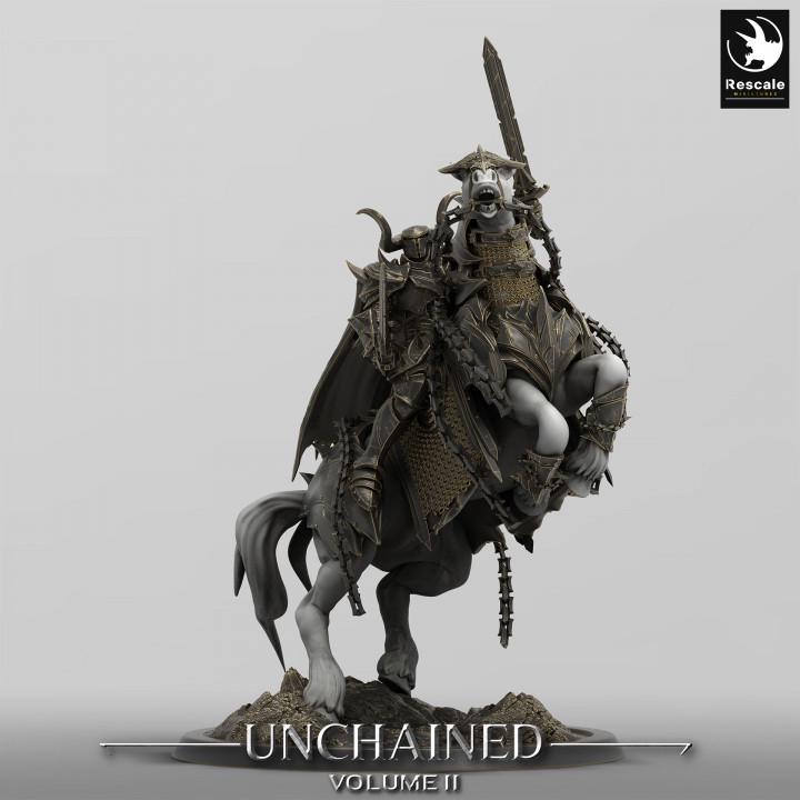 Chaos Knight Mounted on Horse w/ Swords ,Oathbreaker Paladin | Unpainted Dungeons and Dragons 5e  | 28mm,32mm,54mm,75mm Scale | Pathfinder - Only-Games
