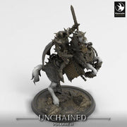 Chaos Knight Mounted on Horse w/ Swords ,Oathbreaker Paladin | Unpainted Dungeons and Dragons 5e  | 28mm,32mm,54mm,75mm Scale | Pathfinder - Only-Games