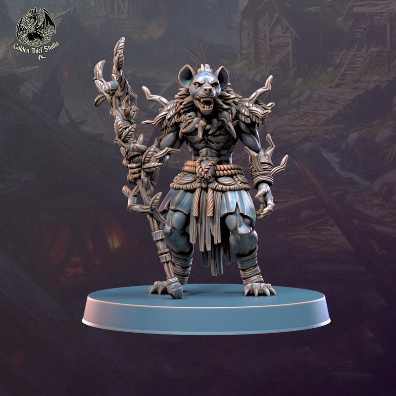 Gnoll Druid, Shaman, Cleric| Resin Miniature| Dungeons and Dragons | 28mm,32mm,54mm,75mm,100mm Scales | Pathfinder hyena humanoid | D&D 5e | - Only-Games