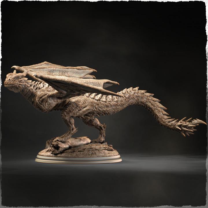 Wyvern, European Wyvern  (4 sizes) D&D  Miniature |  250mm Long,  225mm Wing Span | Resin Dragon Statue | Figurine | Dungeons and Dragons 5e - Only-Games