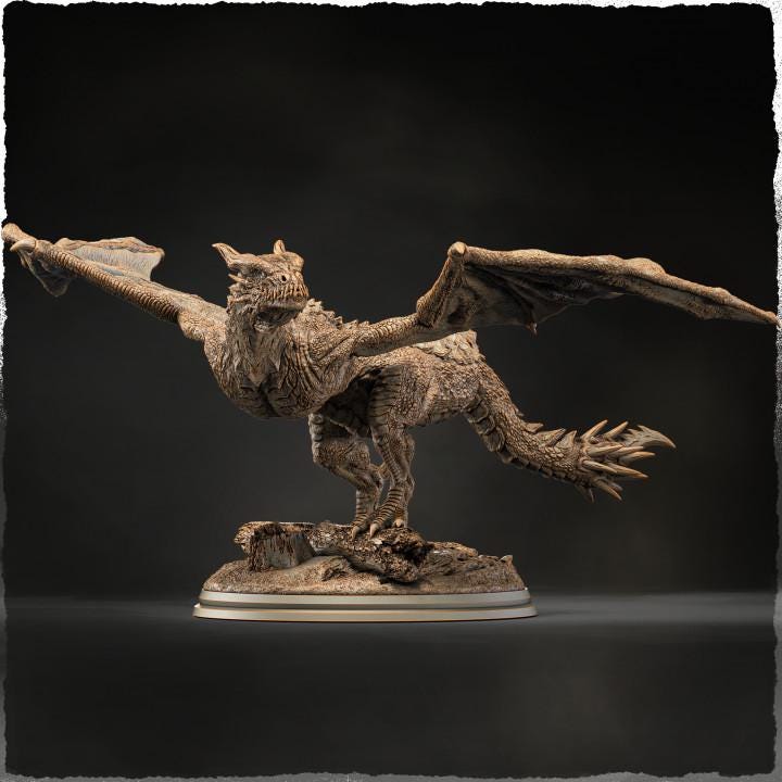 Wyvern, European Wyvern  (4 sizes) D&D  Miniature |  250mm Long,  225mm Wing Span | Resin Dragon Statue | Figurine | Dungeons and Dragons 5e - Only-Games