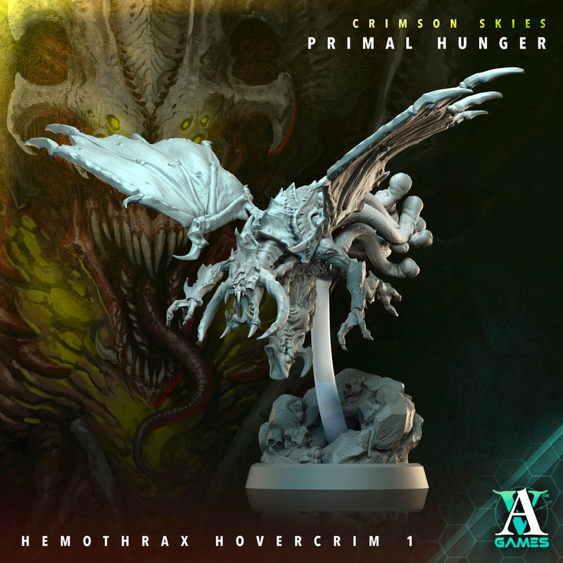 Sci-Fi Flying Insectoid Hemothrax Hovercrim Miniature | 25mm, 40mm, 50mm, 60mm BASE SIZES | Resin Unpainted | Sci-fi Archvillain Games - Only-Games