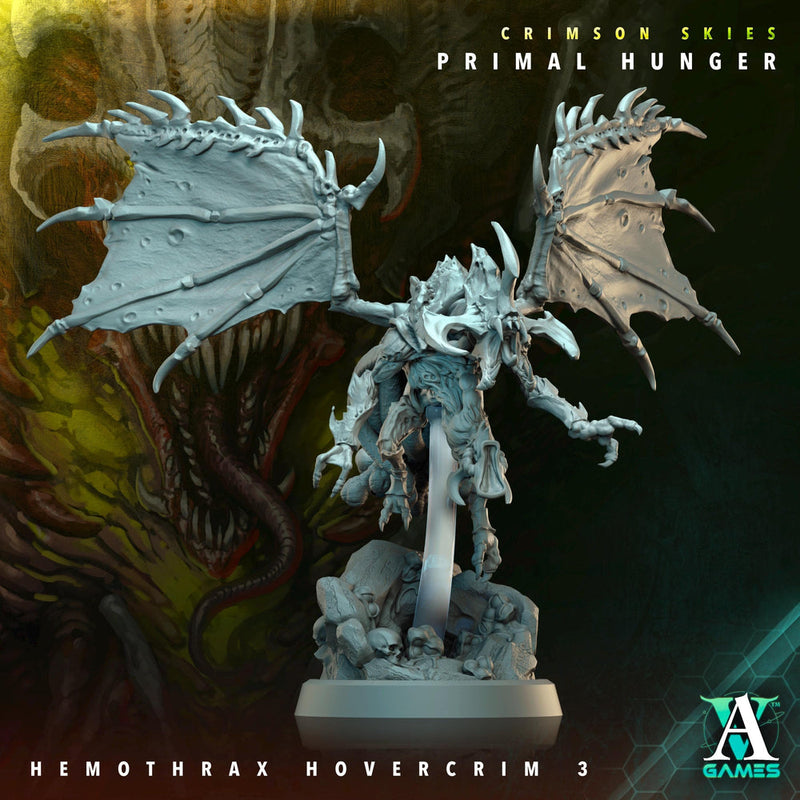 Sci-Fi Flying Insectoid Hemothrax Hovercrim Miniature | 25mm, 40mm, 50mm, 60mm BASE SIZES | Resin Unpainted | Sci-fi Archvillain Games - Only-Games